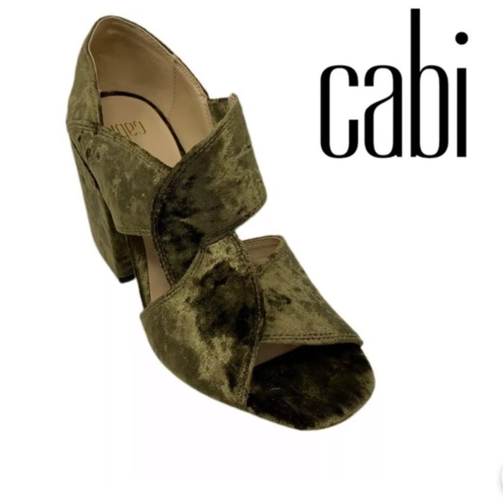 CAbi Velvet Green Block Heels Size 10